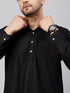 Men's Black Cotton Blend Pathani Suit Set